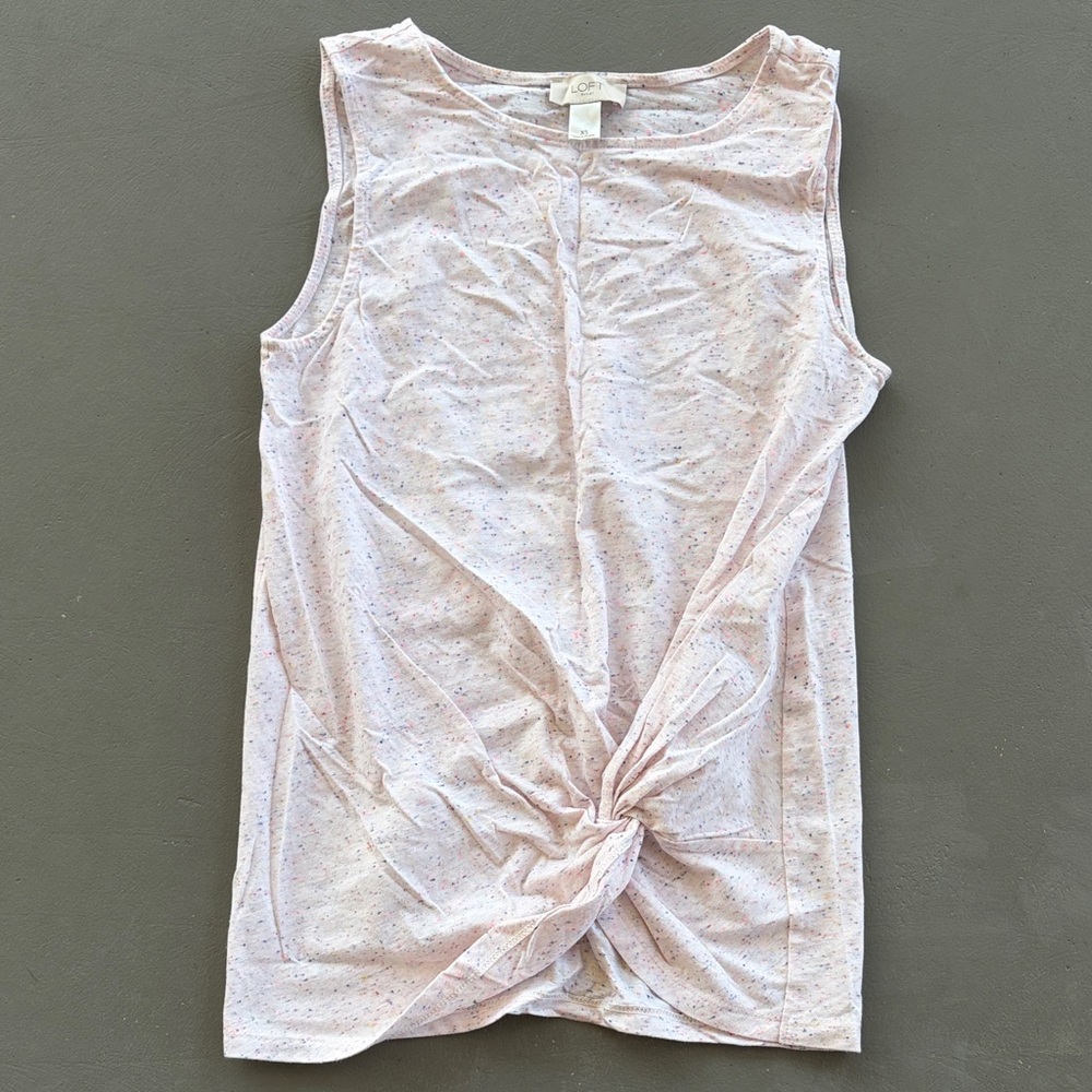 LOFT Light Pink with Rainbow Speckles Knotted Tank Top Size XS